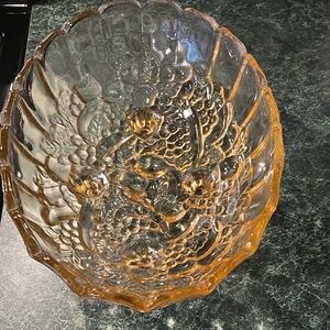 Vintage Pink Glass Fruit Bowl By Indiana Glass